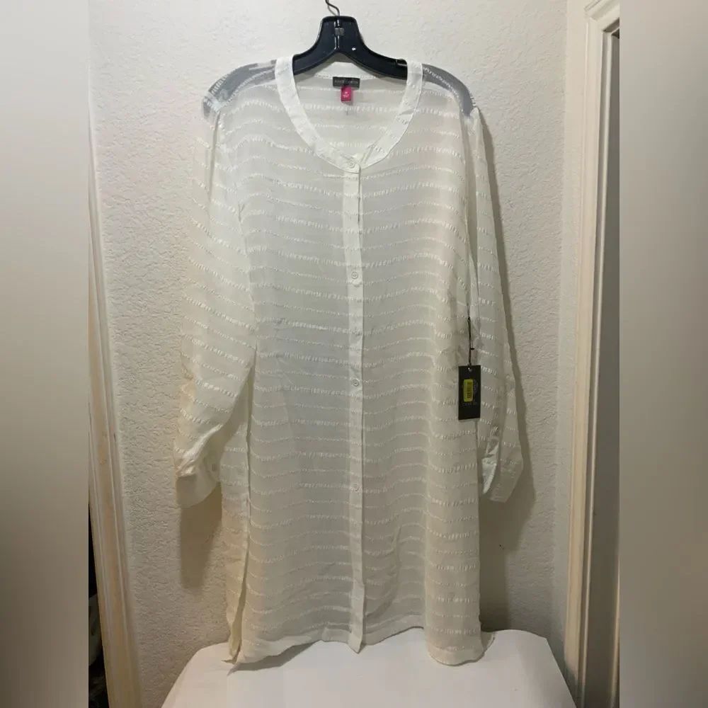 New Vince Camuto dress Shirt White Top -2X